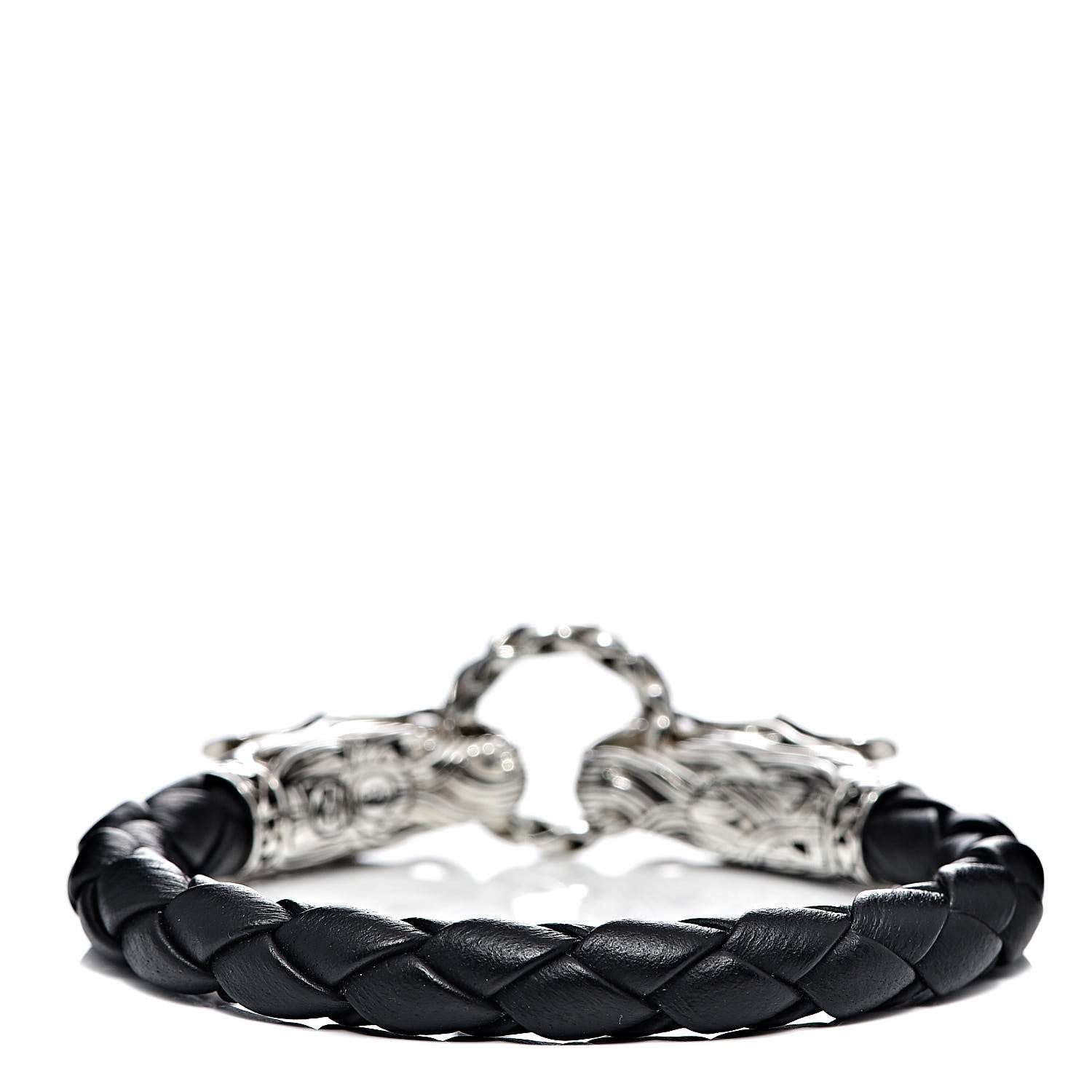 John Hardy Sterling Silver Leather Naga Dragon Legend Bracelet Black 3 of 4