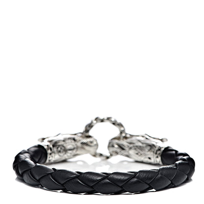 John Hardy Sterling Silver Leather Naga Dragon Legend Bracelet Black 3 of 4