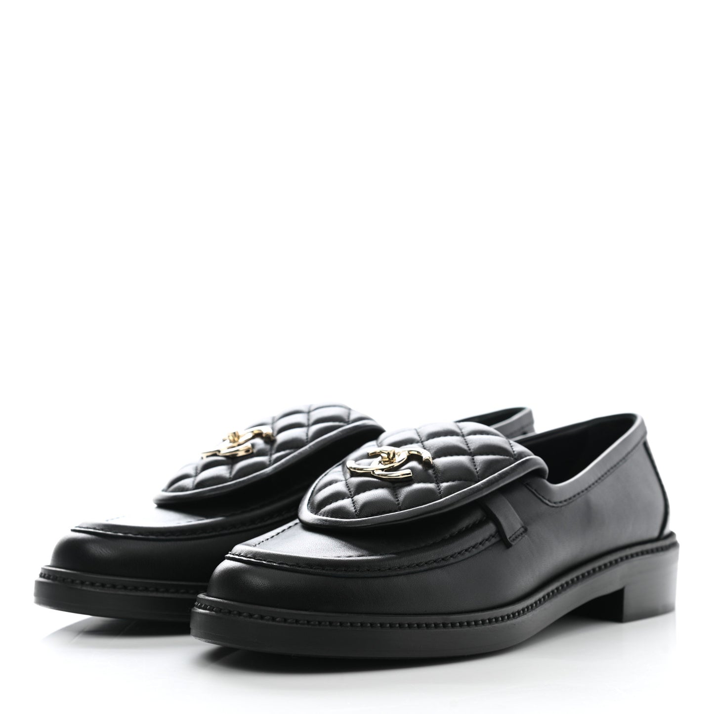 Lambskin Quilted CC Turnlock Loafers 40.5 Black