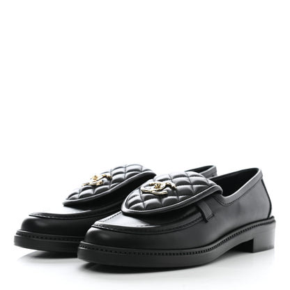 Chanel Lambskin Quilted CC Turnlock Loafers 40.5 Black 3 of 9