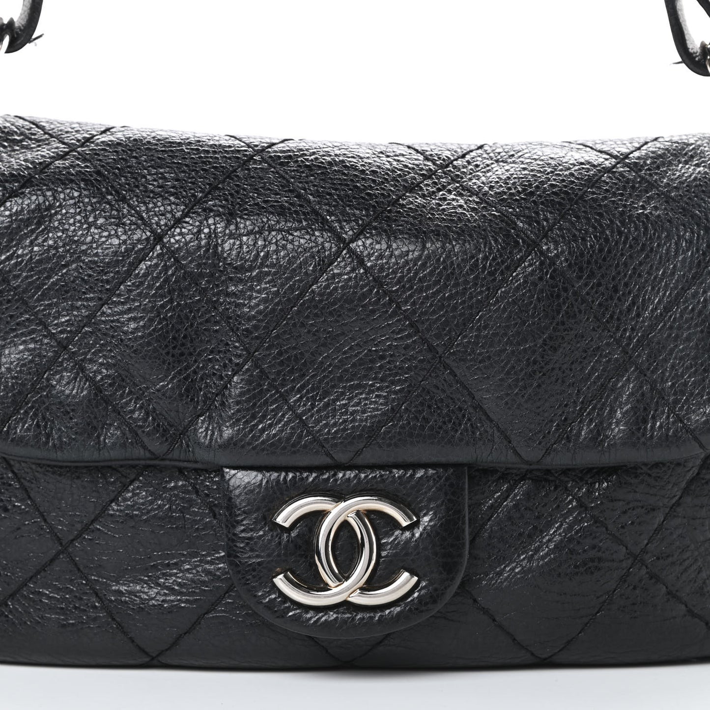 Glazed Calfskin Stitched On The Road Flap Black