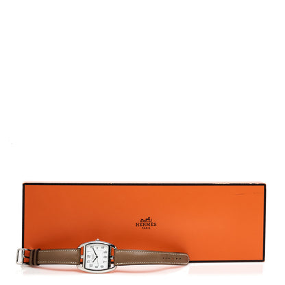 Hermes Stainless Steel Swift 33mm Cape Cod Tonneau Quartz Watch Etoupe 10 of 10