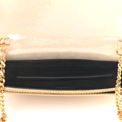Saint Laurent Metallic Fabric Monogram Envelope Chain Wallet Champagne 5 of 12
