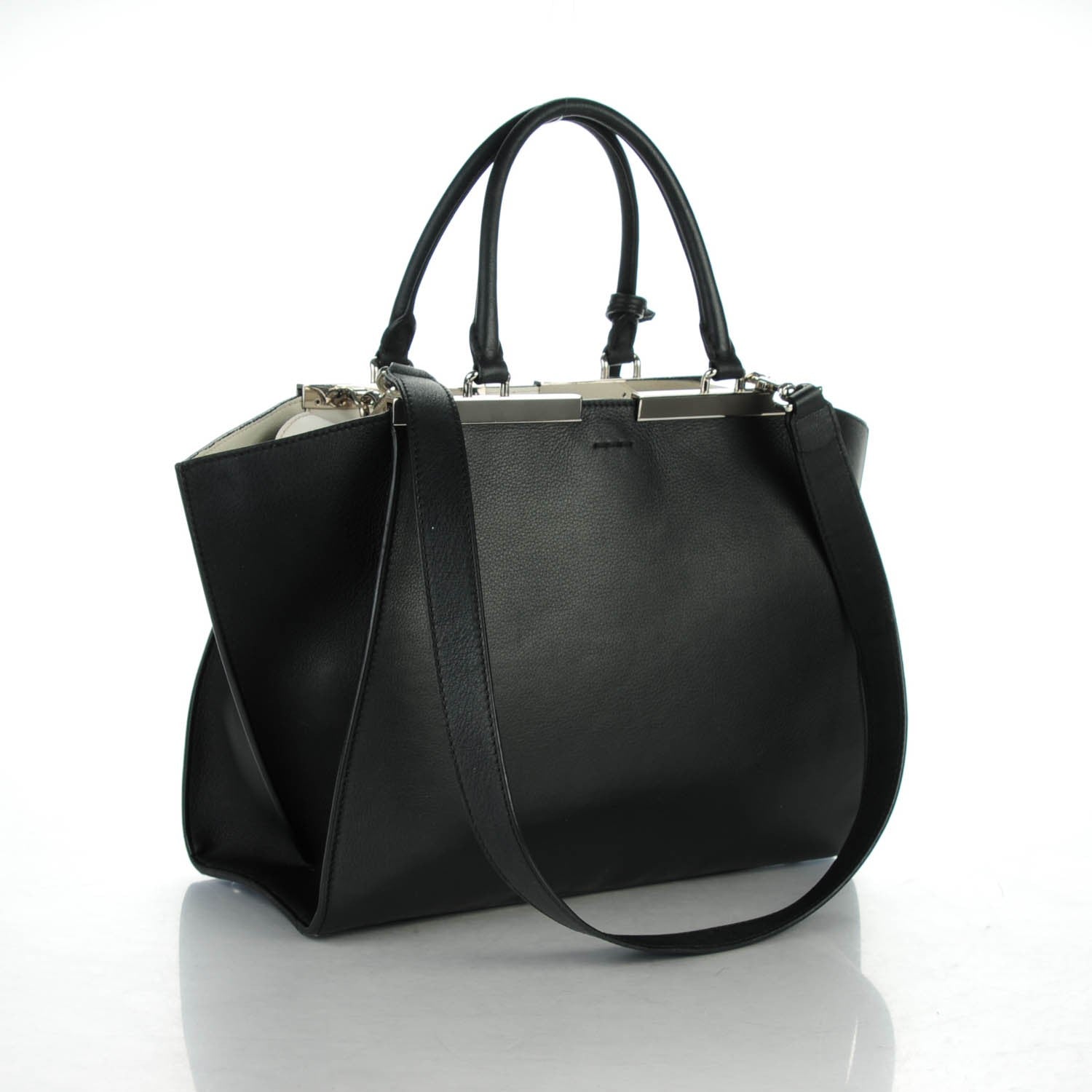 Fendi Vitello Dolce Shiny Nappa Petite 3Jours Tote Black 3 of 8