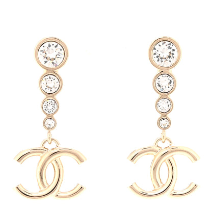 Chanel Crystal CC Drop Earrings Gold 1 of 5