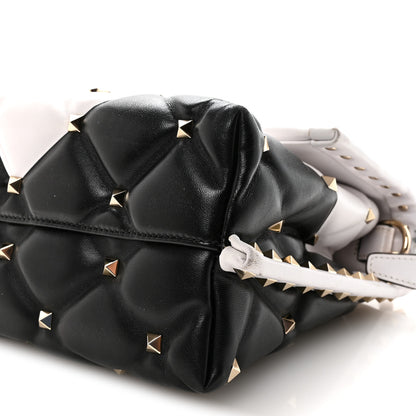 Valentino Garavani Nappa Medium Candystud Top Handle Bag White Black 9 of 9