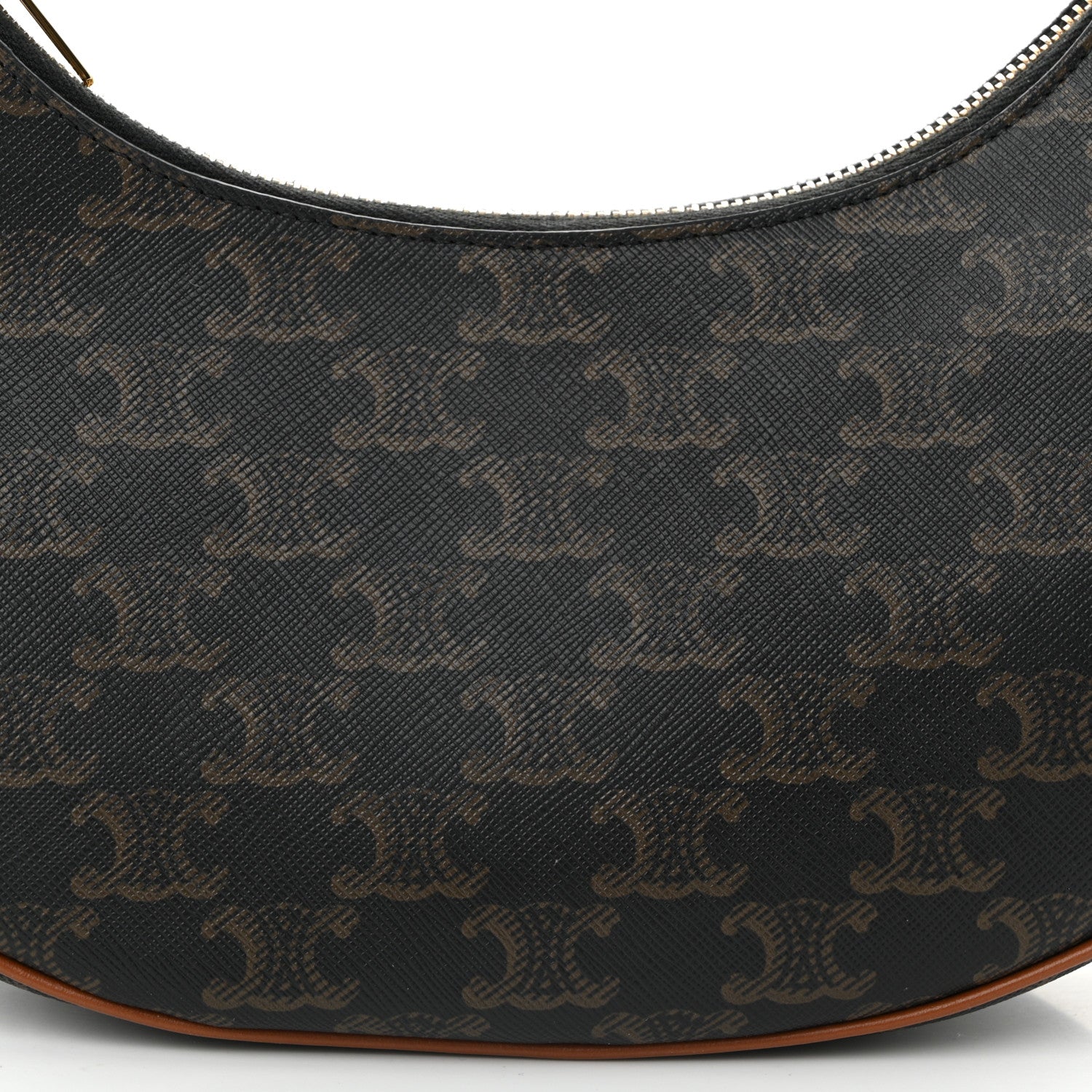 Celine Triomphe Canvas Calfskin Ava Shoulder Bag Tan 7 of 9