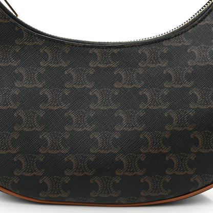 Celine Triomphe Canvas Calfskin Ava Shoulder Bag Tan 7 of 9