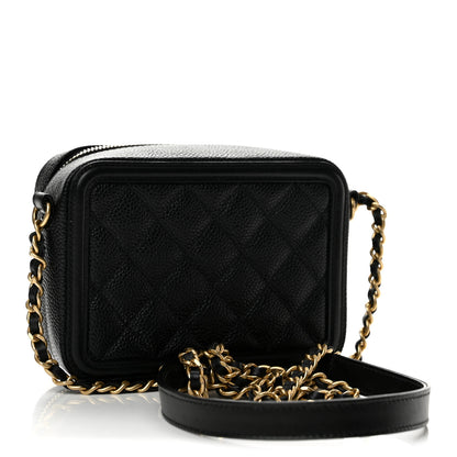 Chanel Caviar Quilted CC Filigree Vanity Clutch With Chain Black 3 of 12