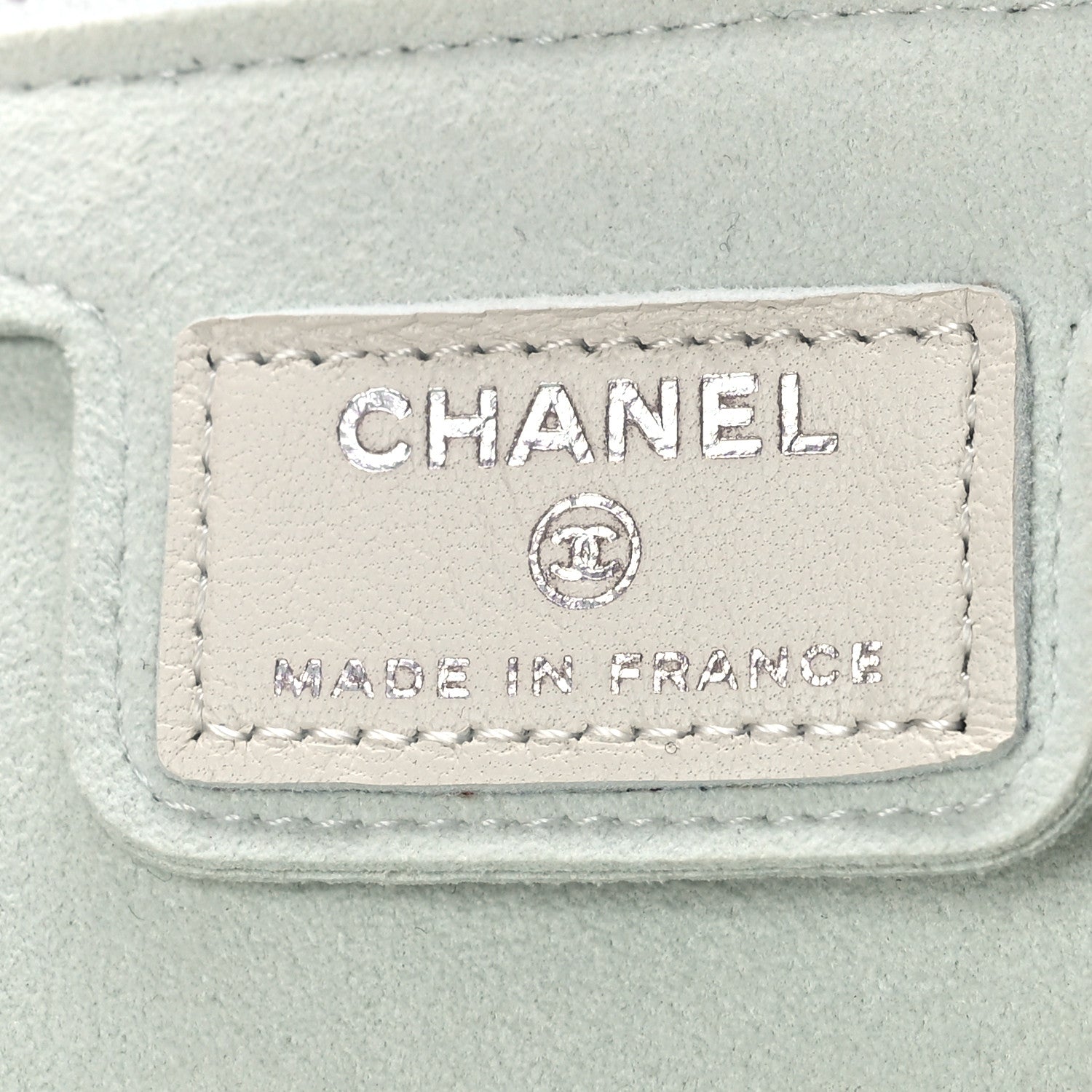 Chanel Lambskin Metallic Chevron Zip Pouch White Silver 6 of 9
