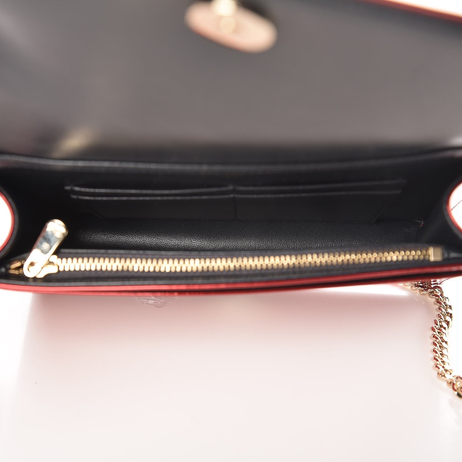 Christian Dior Metallic Patent Micro-Cannage Diorama Wallet on Chain Pouch Red 5 of 8