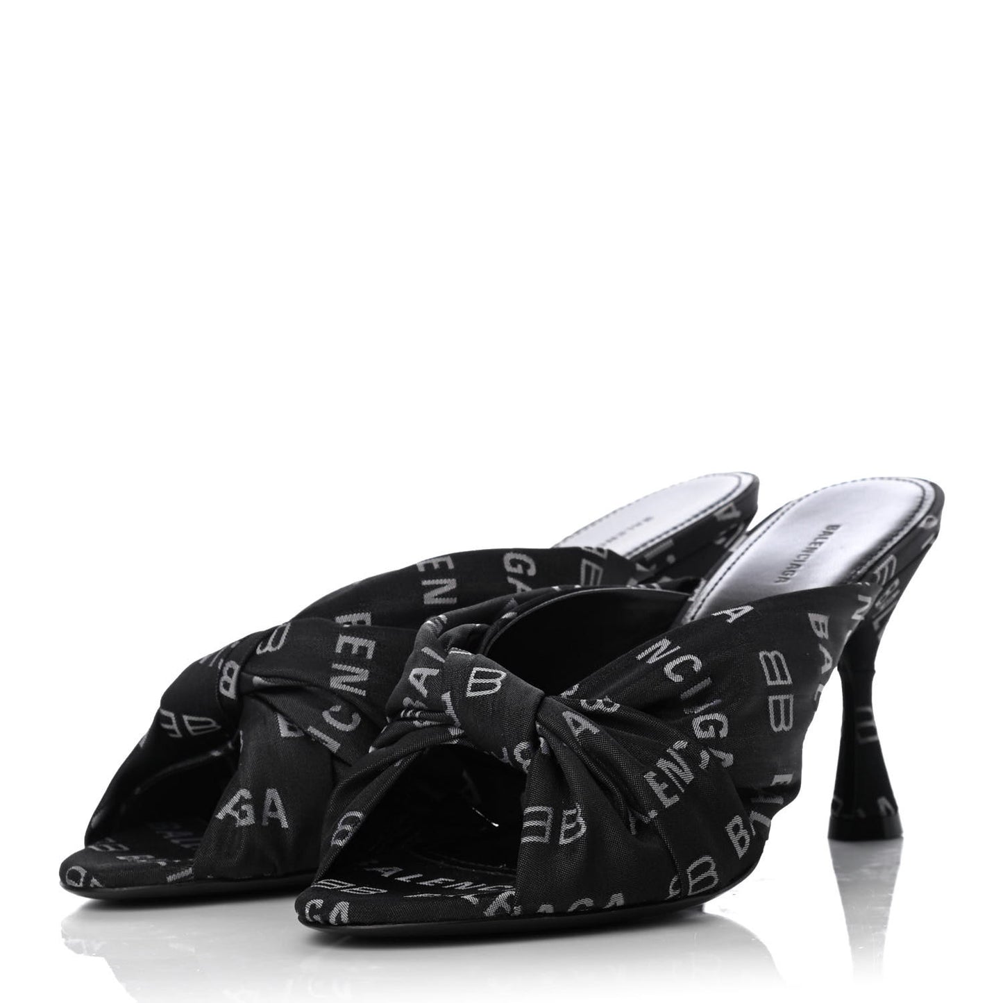 Jacquard Allover Logo Drapy 80mm Sandals 36.5 Black White