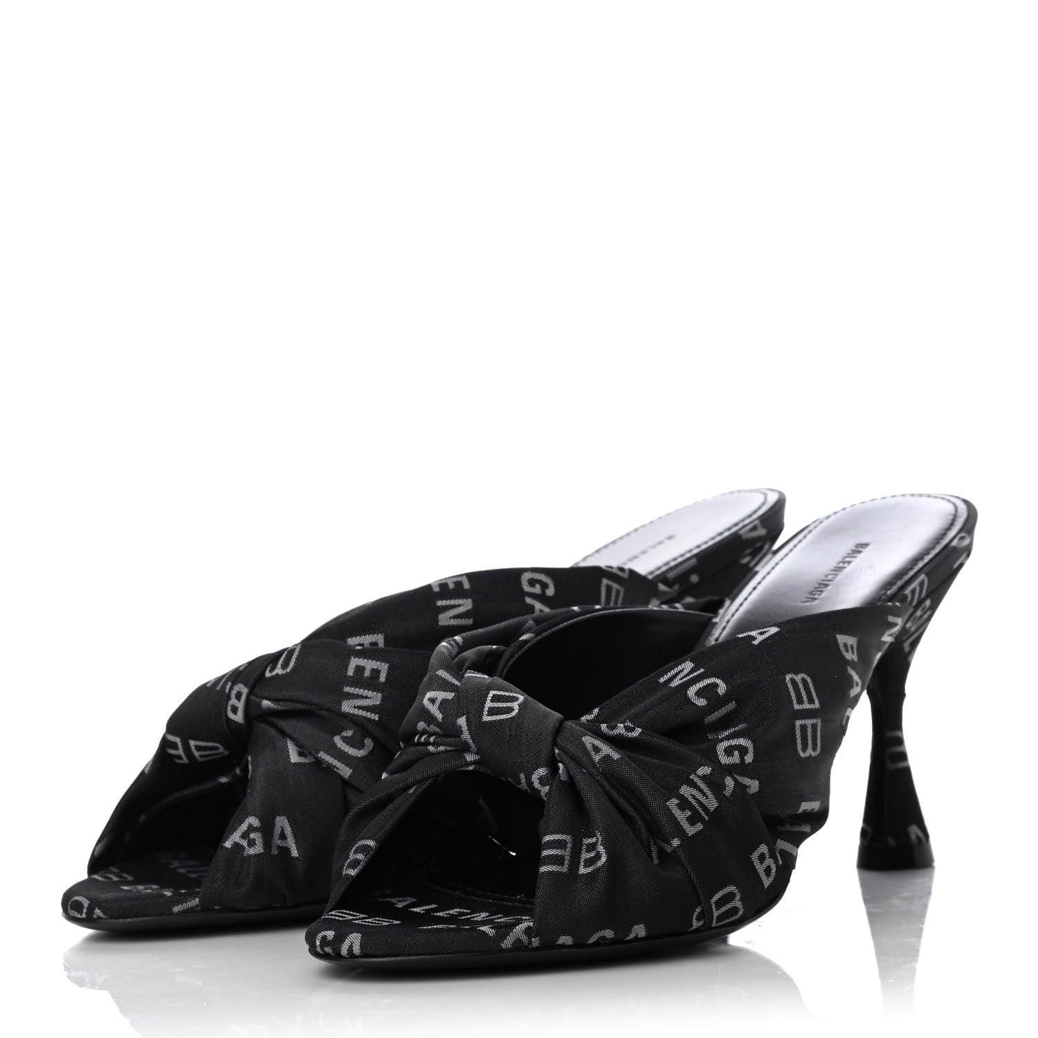 Balenciaga Jacquard Allover Logo Drapy 80mm Sandals 36.5 Black White 6 of 18