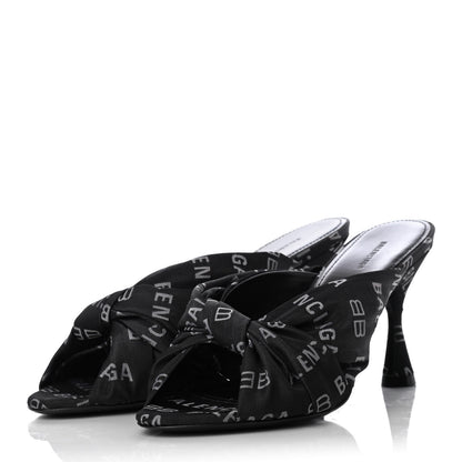 Balenciaga Jacquard Allover Logo Drapy 80mm Sandals 36.5 Black White 6 of 18
