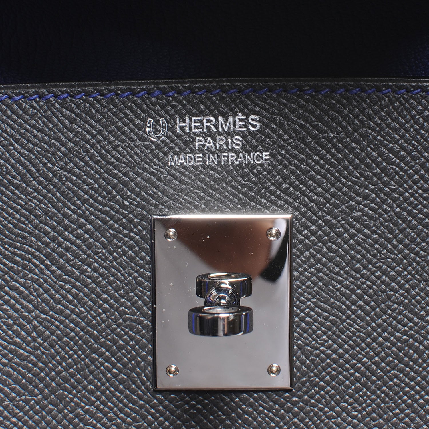 Hermes Epsom Special Order Horseshoe Bi-Color Birkin 40 Graphite and Bleu Electric 5 of 10