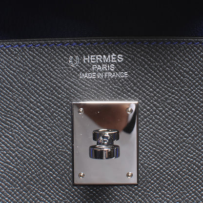 Hermes Epsom Special Order Horseshoe Bi-Color Birkin 40 Graphite and Bleu Electric 5 of 10