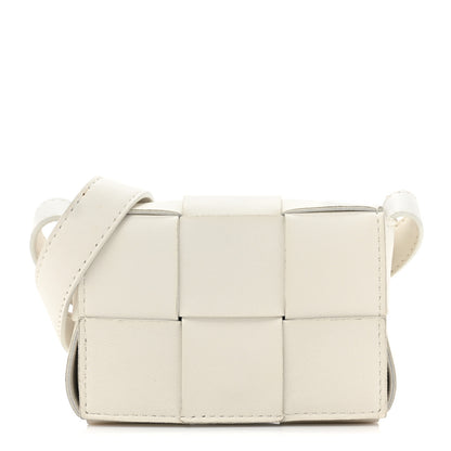 Bottega Veneta Lambskin Maxi Intrecciato Extra Mini Cassette Crossbody Bag White 1 of 12