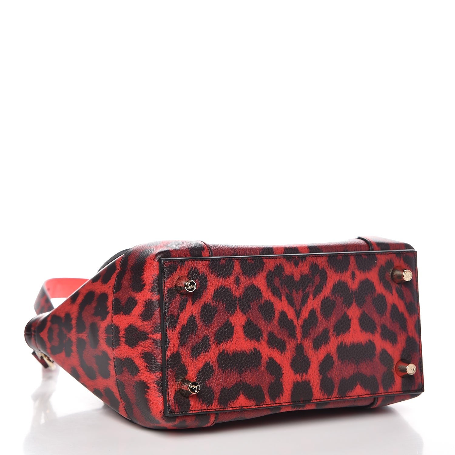 Christian Louboutin Calfskin Empire Leopard Print Small Eloise Tote Red 4 of 7