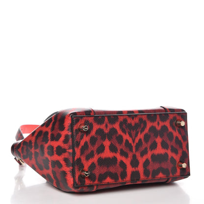 Christian Louboutin Calfskin Empire Leopard Print Small Eloise Tote Red 4 of 7
