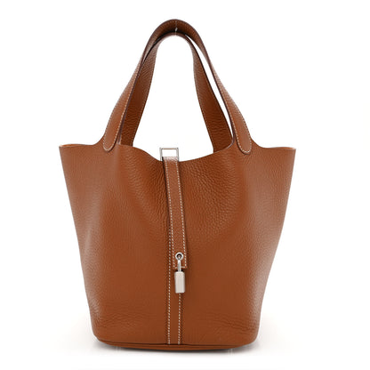Hermes Taurillon Clemence Picotin Lock 22 MM Gold 1 of 11