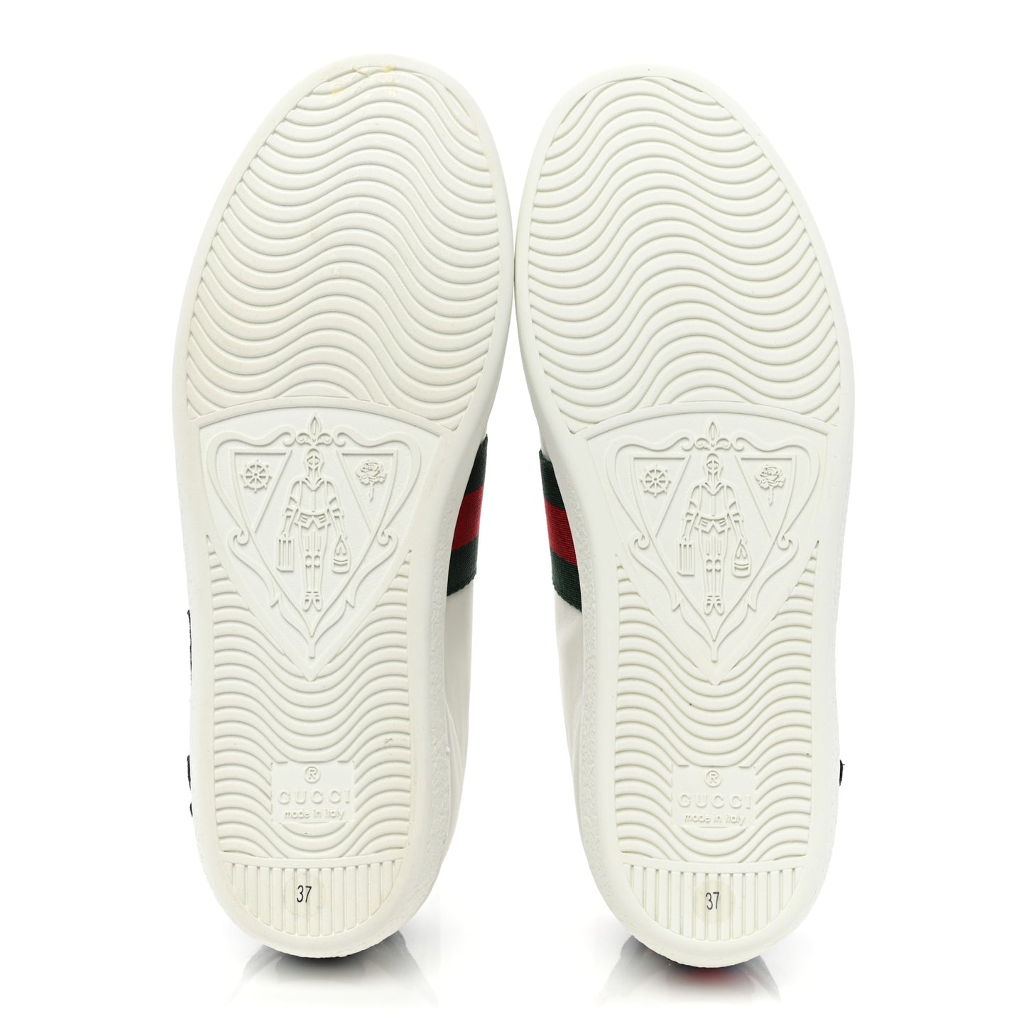 Calfskin Web Floral Embroidered Womens Ace Sneakers 37 White