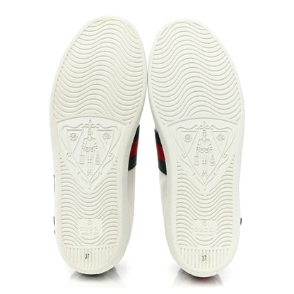 Gucci Calfskin Web Floral Embroidered Womens Ace Sneakers 37 White 6 of 10