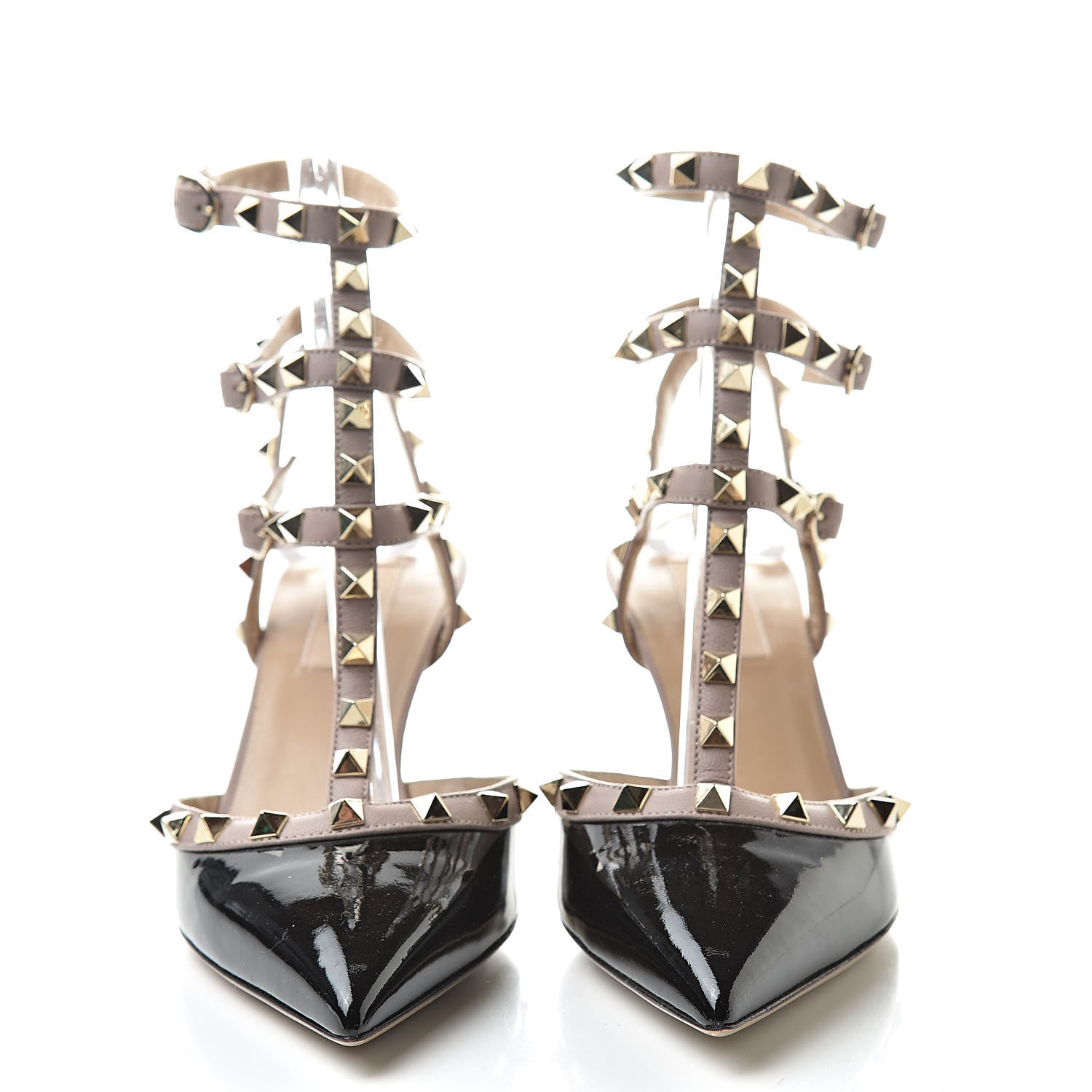 Valentino Garavani Patent Nappa Rockstud Ankle Strap 65mm Pumps 38.5 Black Poudre 2 of 7