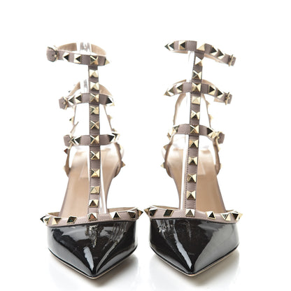 Valentino Garavani Patent Nappa Rockstud Ankle Strap 65mm Pumps 38.5 Black Poudre 2 of 7