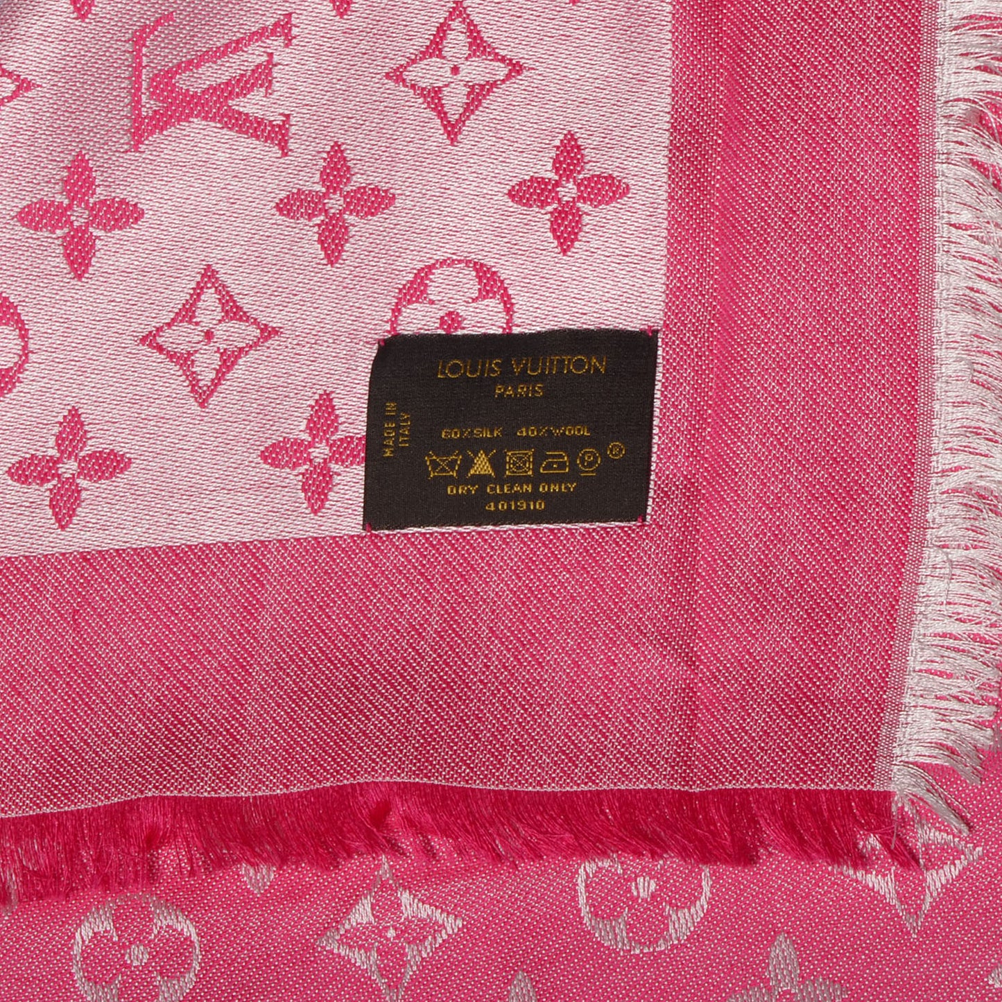 Silk Wool Monogram Denim Shawl Pivoine