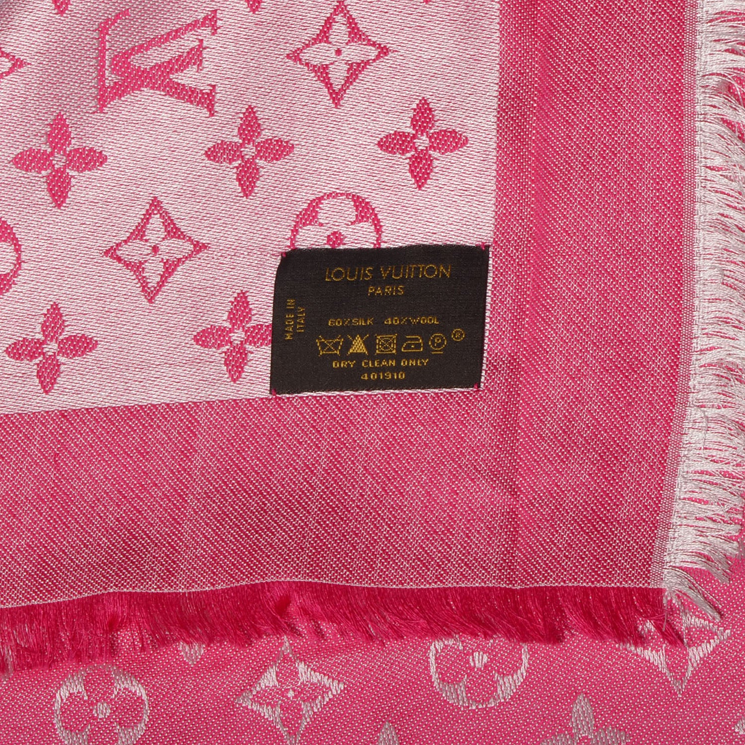Louis Vuitton Silk Wool Monogram Denim Shawl Pivoine 5 of 5