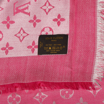 Louis Vuitton Silk Wool Monogram Denim Shawl Pivoine 5 of 5