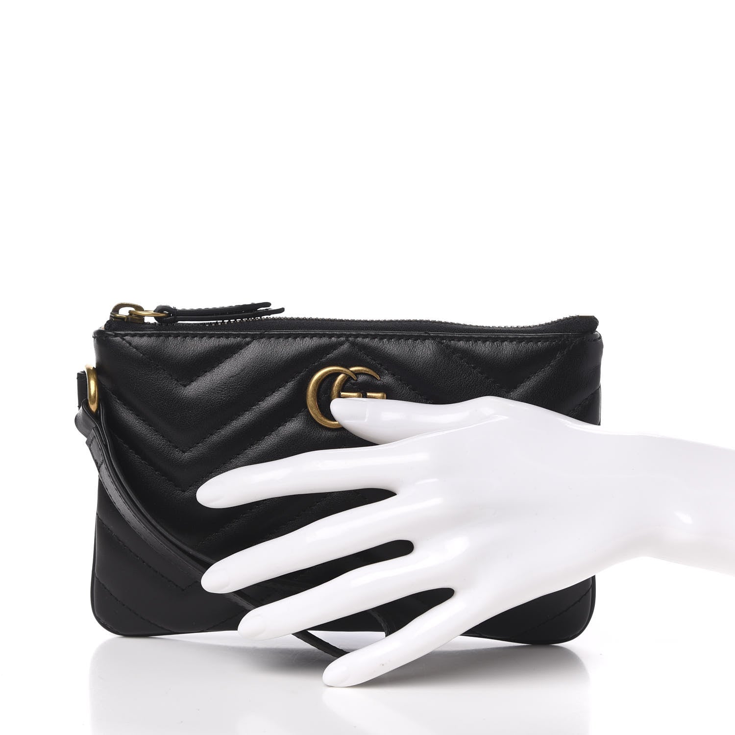 Gucci Calfskin Matelasse GG Marmont Wrist Wallet Black 2 of 6