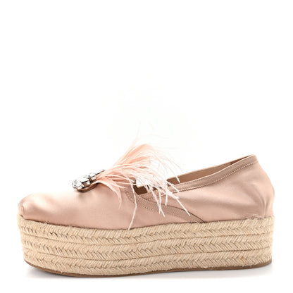 Miu Miu Satin Crystal Platform Espadrilles 39.5 Pink 1 of 9