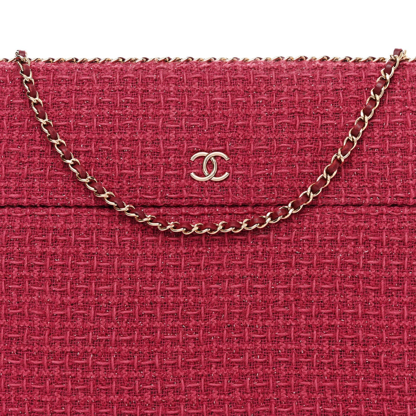 Tweed Chain Around Tablet Holder Crossbody Pink