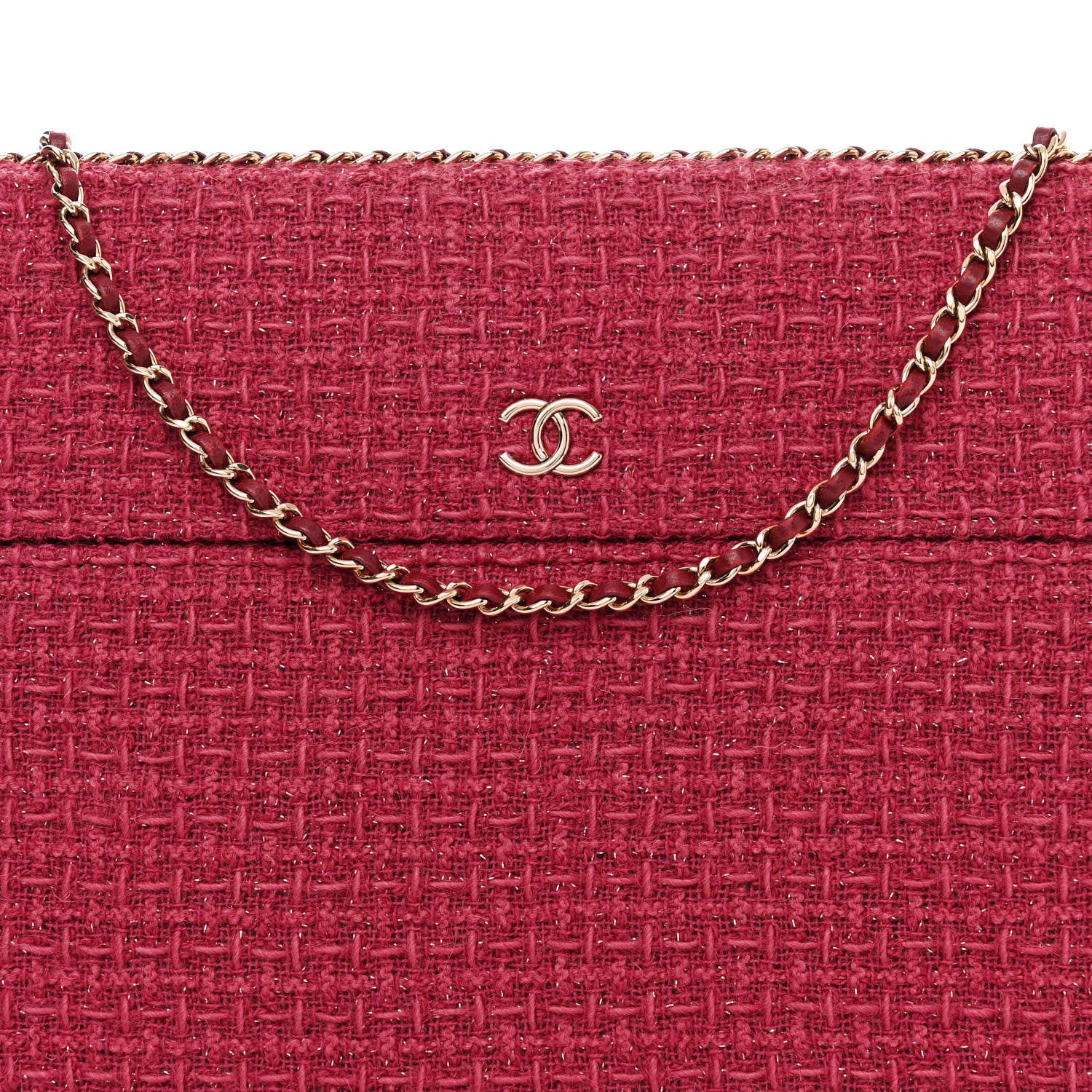 Chanel Tweed Chain Around Tablet Holder Crossbody Pink 9 of 13