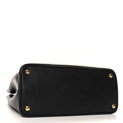Prada Saffiano Cuir Medium Double Bag Black Fuoco 4 of 9