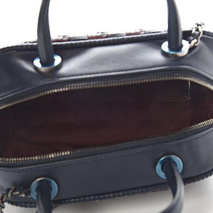 Chanel Calfskin Woven Bowling Bag Navy Blue 5 of 11
