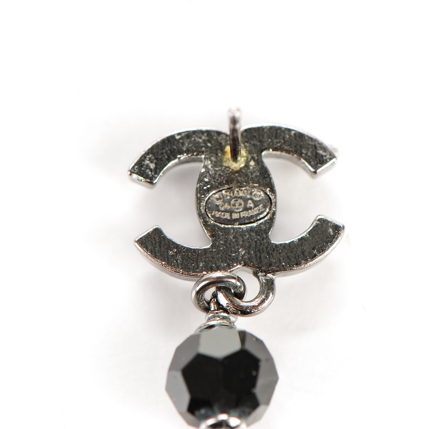 Crystal Bead CC Drop Earrings Black