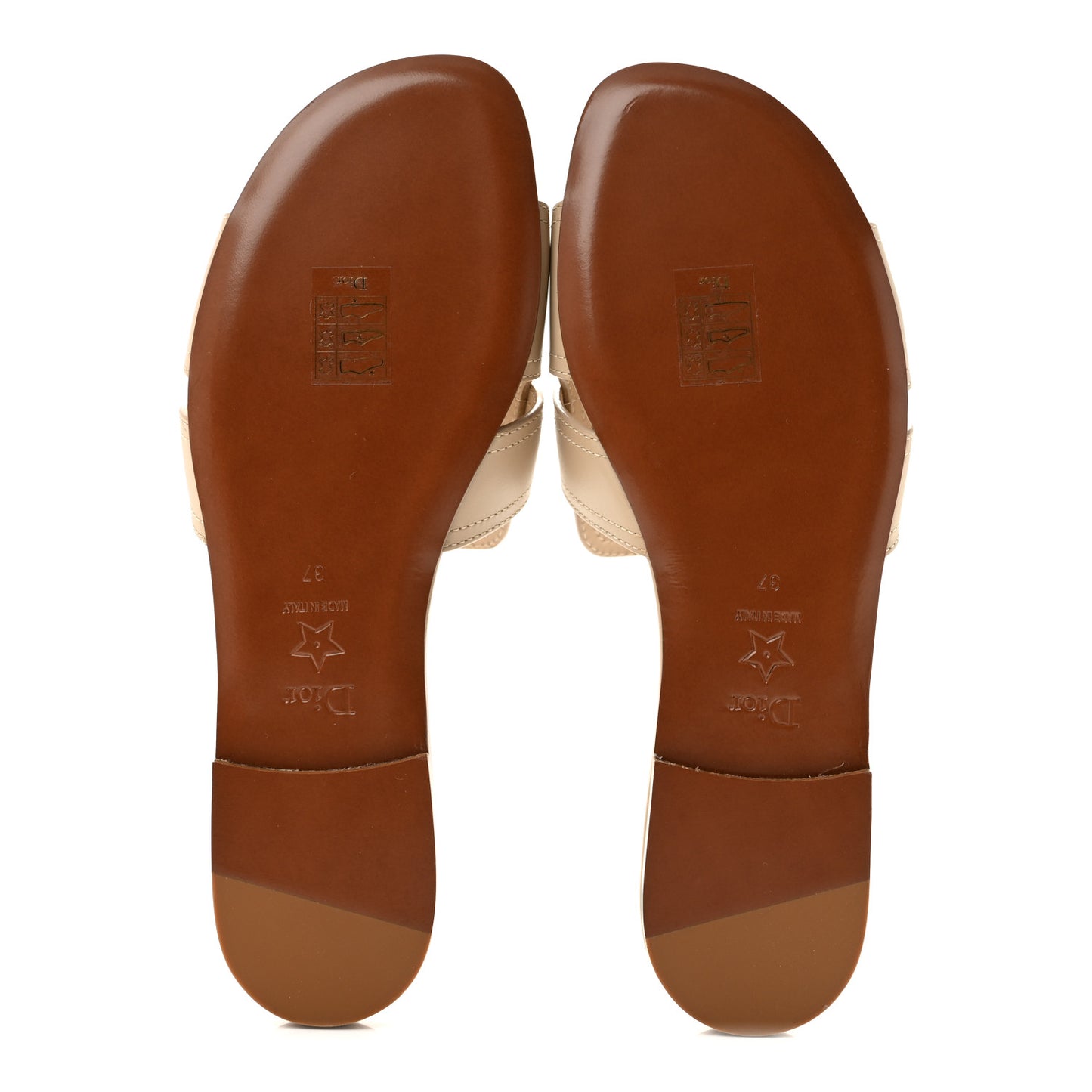 Calfskin 30 Montaigne Flat Slide Sandals 37 Desert