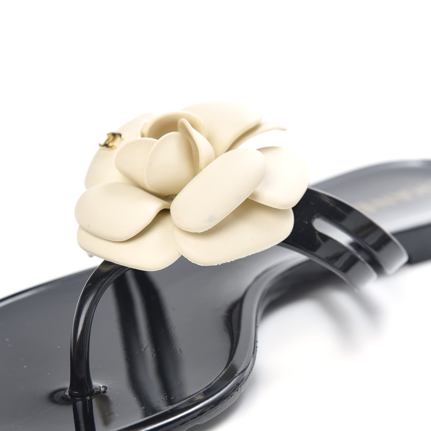 Chanel Jelly Camellia Thong Sandals 39 Black Ivory 9 of 9
