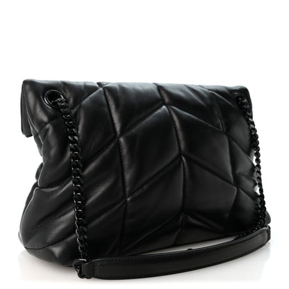 Saint Laurent Lambskin Quilted Monogram Monochrome Small Loulou Puffer Chain Satchel Black 2 of 9