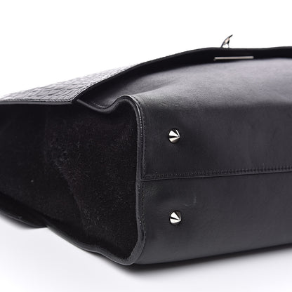 Givenchy Calfskin Crocodile Embossed Medium Shark Lock Satchel Black 7 of 11