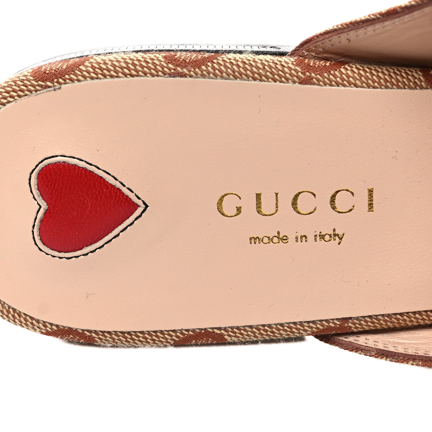 Canvas GG Monogram Horsebit Womens Princetown Slippers 37 Beige Ruggine Rust