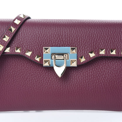 Valentino Garavani Pebbled Calfskin Medium Rockstud Flip Lock Crossbody Bag Vinaccia 7 of 10