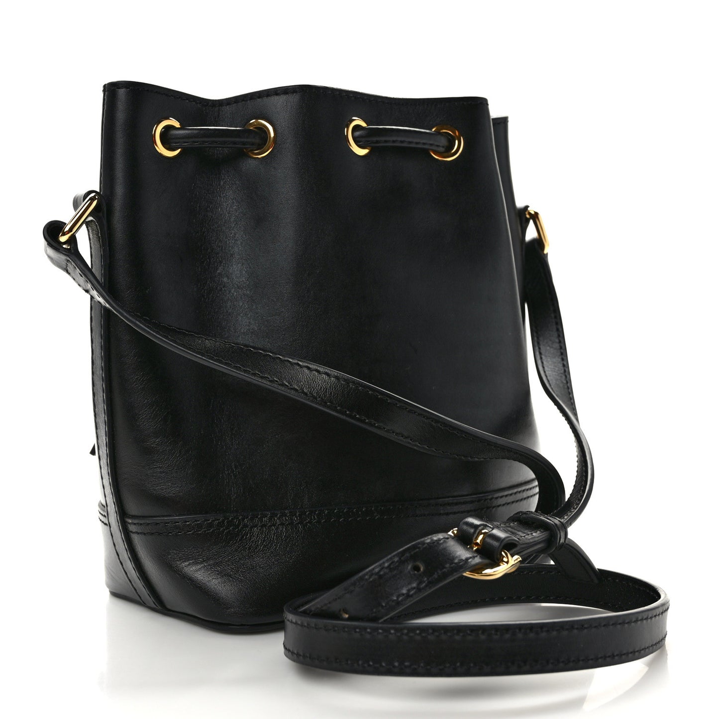 Calfskin Cecilia Small Bucket Bag Black