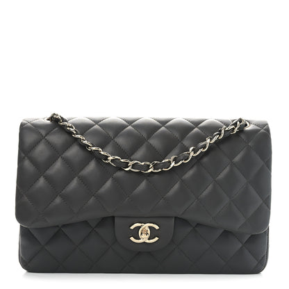 Chanel Lambskin Quilted Jumbo Double Flap Dark Grey 1 of 10