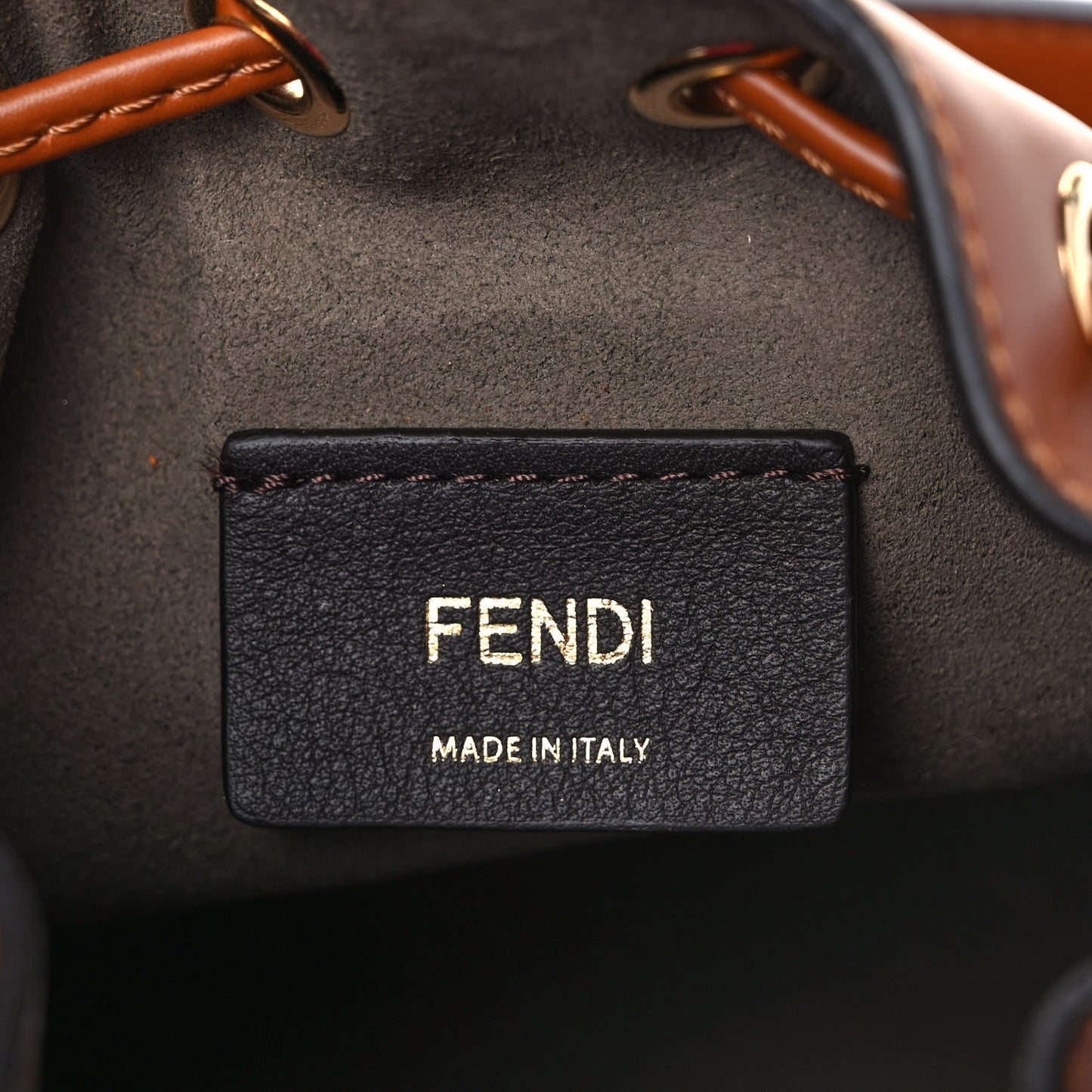 Vitello King F is Fendi Logo Embossed Mini Mon Tresor Bucket Bag Cuoio