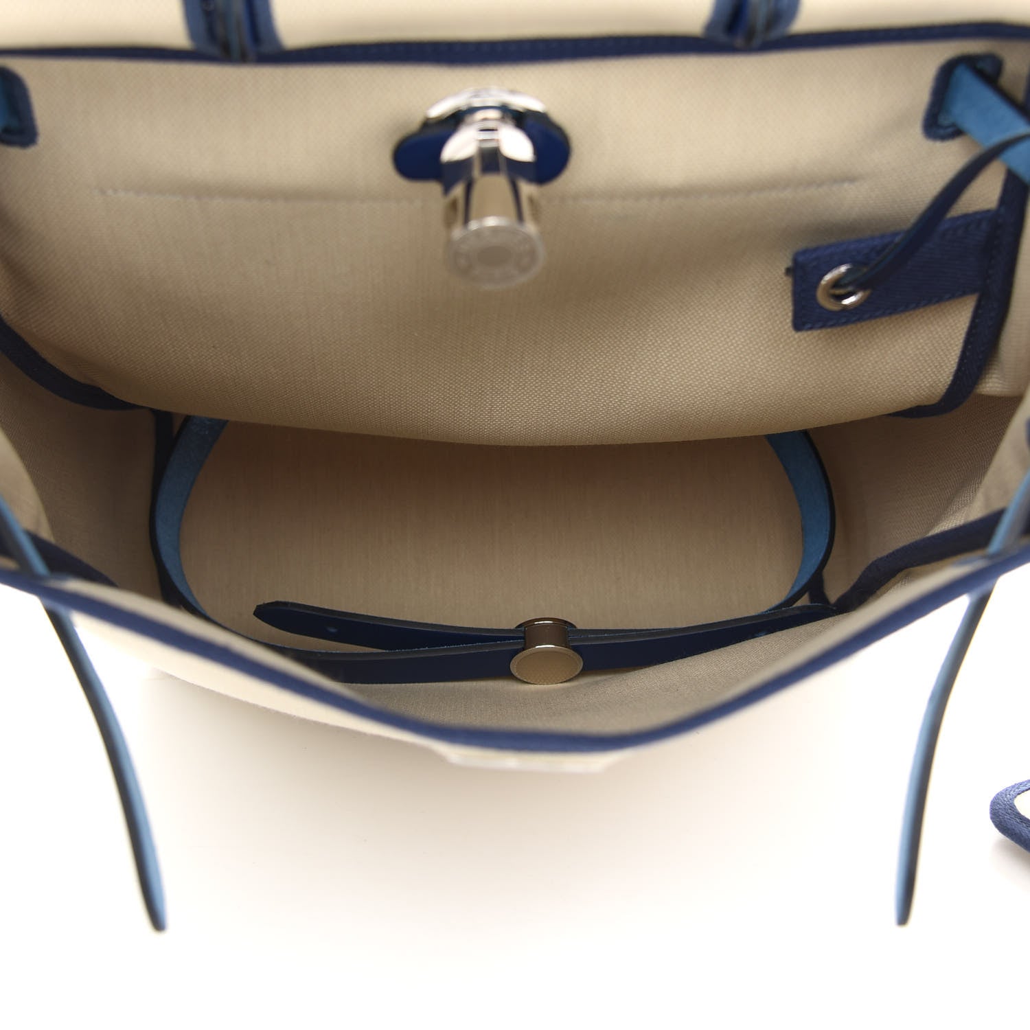Hermes Military Toile Vache Hunter Herbag a Dos Zip Retourne Backpack Bleu De France Ecru 6 of 12