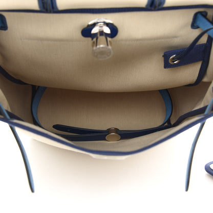 Hermes Military Toile Vache Hunter Herbag a Dos Zip Retourne Backpack Bleu De France Ecru 6 of 12