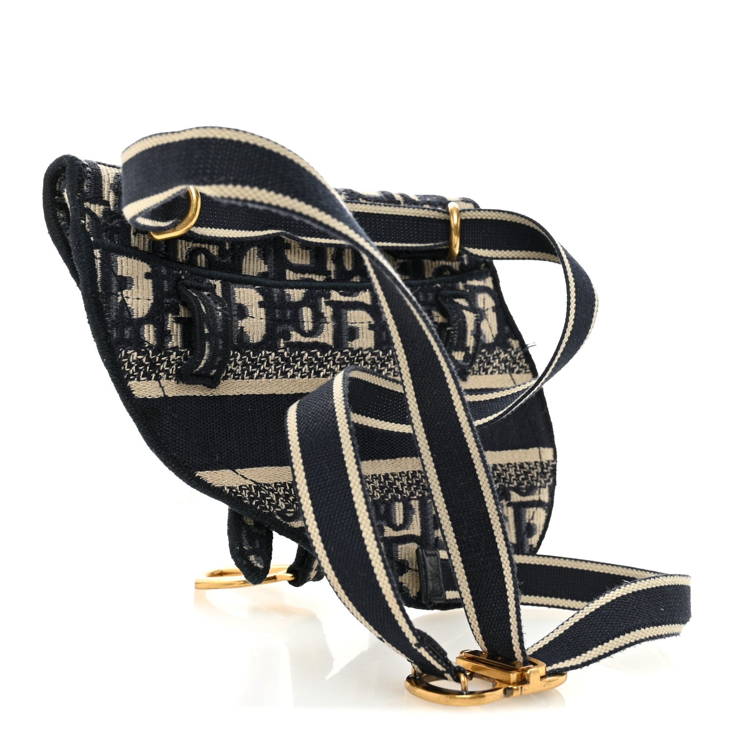 Christian Dior Oblique Embroidered Saddle Belt Pouch Blue 1801491